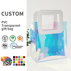 Bolsas <span class=keywords><strong>de</strong></span> Mano Personalizadas <span class=keywords><strong>de</strong></span> PVC Iridiscente con Asas Cuadradas Blancas para la Playa <span class=keywords><strong>de</strong></span> Verano y Embalaje <span class=keywords><strong>de</strong></span> Regalos con Temática Vacacional - Product Image 1