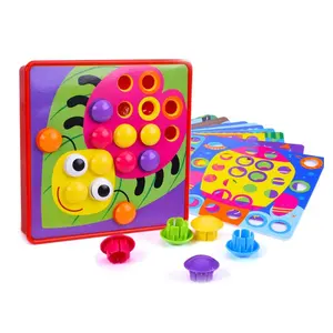 새로운 디자인 다채로운 퍼즐 교육 장난감 DIY 3d 퍼즐 플라스틱 버튼 네일 버섯 네일 퍼즐 장난감