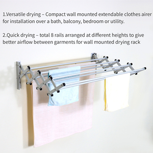 Séchoir à <span class=keywords><strong>linge</strong></span> mural rétractable en aluminium à prix avantageux, 6,5 m - Product Image 4