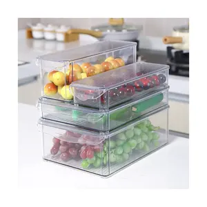 Multi-sizes PET Cabinet Drawers Storage Container Clear Plastic 4pcs Set Kitchen Refrigerator Organizer With Lid