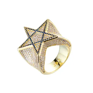 JASEN SCHMUCK Personalisierte design Super Star CZ labor diamant funkelnden bling iced rapper straße schmuck ring für männer
