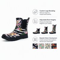 Bottes de pluie Chelsea pour femmes, à rayures et imprimé floral, 100 % imperméables, en caoutchouc, pour le jardin et l'usage quotidien sous la pluie