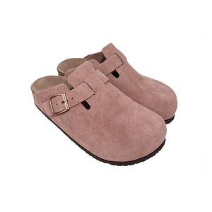 Women's Suede Cork Sole Clogs Buckle Strap <b>Closed</b> <b>Toe</b> <b>Mules</b> Soft Comfort Slip On Casual Shoes - Product Image 1