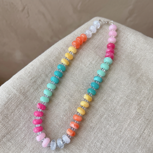 European American <b>Cross</b>-border Accessories Women's Small Fresh Rainbow Acrylic Beaded Necklace Collarbone <b>Chain</b> Party - Product Image 3