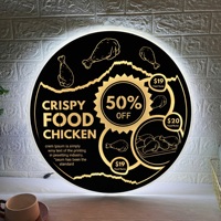 Panneau lumineux LED rond imperméable à l'eau, vente chaude, pour la publicité, boîte lumineuse en acrylique pour la présentation du menu des restaurants arabes, shawarma