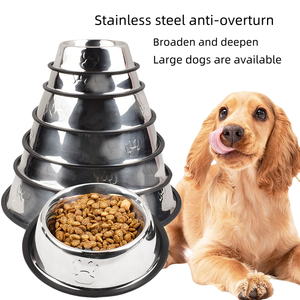 Kelas Satu dipoles baja tahan karat makanan anjing melayani mangkuk pabrik pola padat langsung elegan bentuk Oval mangkuk pengumpan hewan peliharaan - Product Image 3