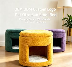Luxury Dual Purpose Vanity Stool & Pet <b>Bed</b> Round Hidden Privacy Pet <b>House</b> For Small Puppies And Indoor Cats - Product Image 1