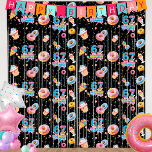 Tenda con Frange in Lamina Metallizzata Cielo Blu e Nuvole Bianche, Sfondo per Feste di Compleanno e Baby Shower, Personalizzabile - Product Image 3