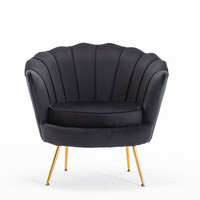 Fauteuil de salon en velours noir, chaise individuelle royale pour mobilier de salon