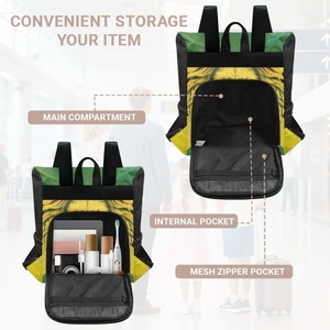 Factory Outlet Jamaica Flag Design Impresión personalizada Mochilas de <span class=keywords><strong>mujer</strong></span> de gran capacidad con un bolsillo trasero oculto Envío gratis - Product Image 4