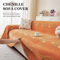 Housse de canapé en chenille beige trèfle à quatre feuilles, anti-griffures pour chats, antidérapante, couverture intégrale pour les détaillants de meubles de boutique et de meubles pour animaux de compagnie