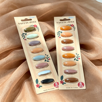 8 Épingles de Sûreté Décoratives pour Hijab, Assortiment de Broches Colorées en Résine Ovale pour Voile, Idéales pour Femmes Musulmanes