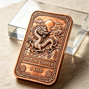 Lingot de cuivre pur 999, 1 kilo, barre de monnaie, motif dragon en relief, rectangle, objet de collection artistique - Product Image 4