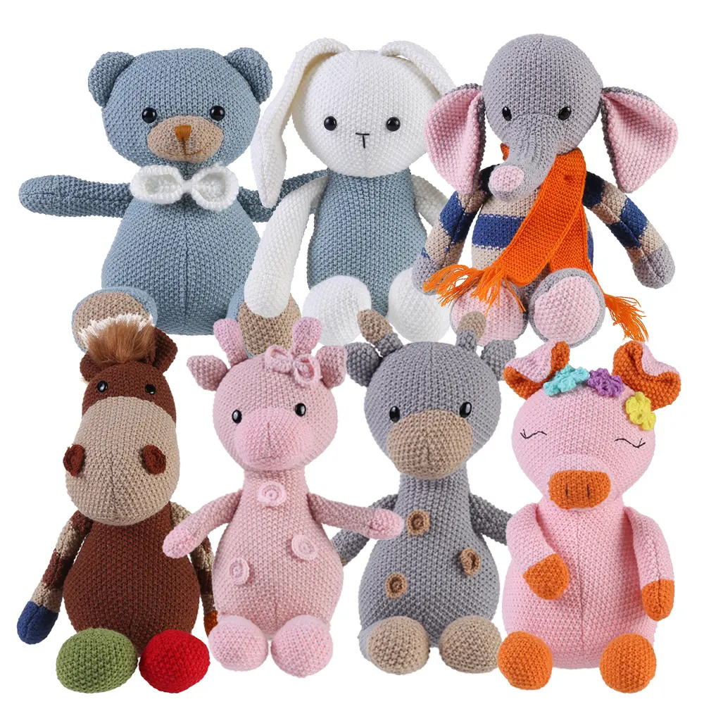 Nuevos juguetes de animales de peluche de punto para niños, juguetes de punto de animales cómodos para bebés hechos a medida, muñeca para dormir