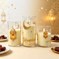 Bougie électronique LED en plastique en forme de tasse, motif lune dorée, lumière d'ambiance décorative, best-seller transfrontalier