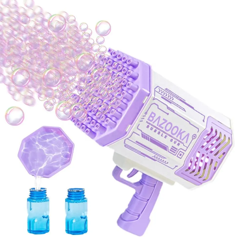 Pistolet à bulles 69 trous avec lumières/Solution à bulles pour adultes enfants jouet d'été fabricant de bulles
