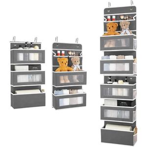 Clear Windows 5 Big Pocket Wall Mount Storage Over the Door Hanging Organizer With Metal <b>Hooks</b> - Product Image 1