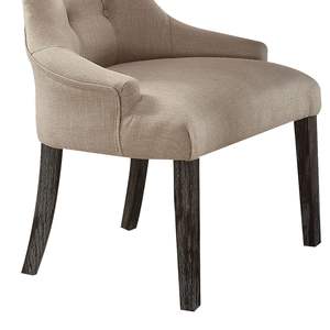 DB <b>Set</b> <b>of</b> <b>2</b> Beige and Weathered Espresso Tufted <b>Dining</b> Side <b>Chairs</b> - Product Image 3