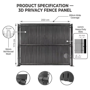 Inserts de clôture en PVC noir de 2 pouces pour la protection de la vie privée, taux de blocage de 90 %, résistants aux intempéries, DIY, vente en gros directe d'usine - Product Image 5