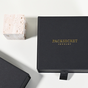 PackSecret Cajas de Joyería de Cartón Negro con Logotipo Personalizado, Estuches para Collares, Cajas Deslizantes para Joyería, Caja Deslizable - Product Image 5