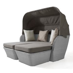 Modern Leisure Patio Garden Wicker Day Bed Sunbed <strong>Outdoor</strong> Poolside Rattan Chaise Lounge Aluminum <strong>Daybed</strong> <strong>with</strong> <strong>Canopy</strong> - Product Image 2