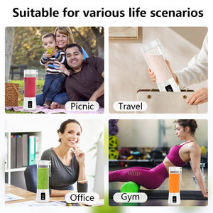 <span class=keywords><strong>Mini</strong></span>-presse-agrumes portable en acier inoxydable avec moteur DC, mixeur USB rechargeable, tasse à smoothie d'extérieur, 6 lames - Product Image 6