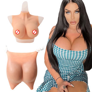 Ensemble de sous-vêtements en silicone simulant une prothèse mammaire féminine Pantalon d'amélioration des fesses en silicone à l'entrejambe ouvert - Product Image 1