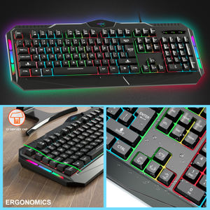 Umila แป้นพิมพ์และเมาส์สำหรับเล่นเกมคีย์บอร์ดเม้าส์ LED RGB แบบมีสายคอมพิวเตอร์ <span class=keywords><strong>backlit</strong></span> เมาส์ - Product Image 4