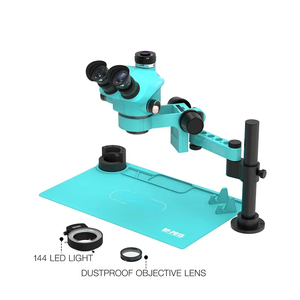Microscope Trinoculaire RF4 RF-7050PRO Zoom 7-50X Caméra 1080P Lampe Annulaire LED 144 Grande Base pour Réparation de Téléphone - Product Image 1