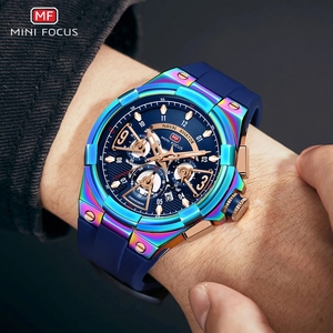 Relojes de cuarzo multifunción Naval MINI FOCUS para hombre, cronógrafo luminoso, calendario, reloj deportivo, correa de silicona, fábrica de relojes - Product Image 3