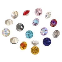 Selina Crystal K9 Rhinestone Kaca Berkilau Bentuk Bulat Runcing Berkualitas Tinggi untuk Aksesori Pakaian, Sepatu & Tas, Seni Kuku.