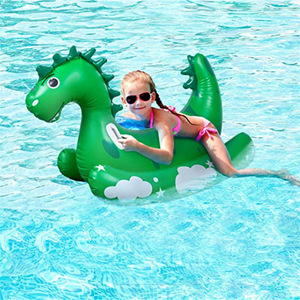 Jouet gonflable dinosaure pulvérisateur d'eau 120x60x85cm Vert, flotteur à chevaucher pour enfants, jeu extérieur - Product Image 3