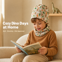 Ensemble 2 pièces bonnet et cache-cou tricoté pour enfants, motif animal de dessin animé, pour le ski et les activités de plein air, avec logo personnalisé, en jersey bouclé 100% coton, chaud