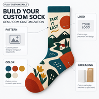 Chaussettes d'automne personnalisées OEM pour adultes - Polyester/Nylon/Coton/Bambou/Laine, résistantes aux déchirures, séchage rapide, impression numérique 360°