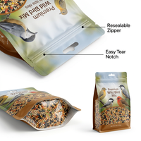 Pochette d'emballage personnalisée pour aliments pour oiseaux avec fermeture éclair, usine OEM ODM