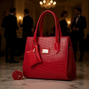 Sac à main en cuir PU imprimé alligator rouge pour femme Fana Brina M3831, fermeture à rabat, sac de soirée élégant avec bandoulière amovible - Product Image 2