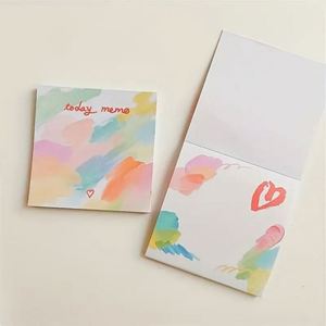 Bloc de Notas Adhesivas con Diseño de Pintura al Óleo en Forma de Corazón, Bonitas y Sencillas, Bloc de Notas para Registrar, Sin Adhesivo, Papel de Etiquetas Cuadradas de Alta Estética - Product Image 3