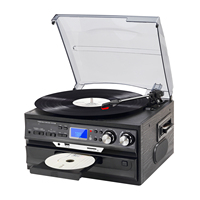 Vente en gros de lecteur de disques vinyles 8 en 1, lecteur CD/cassette/USB SD/Bluetooth/radio AM FM, vitesses 33/45/78 tours, lecteur de disques vinyles LP