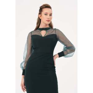 Vestido Casual Elegante Color Verde Esmeralda para Mujer, Marca DANS, Cómodo, Talla Grande, Ropa de Primavera/Verano, Modelo 1601 - Product Image 4
