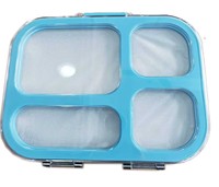 Boîte à lunch et tiffin écologique sans BPA, résistante aux fuites, 4 compartiments, compatible lave-vaisselle, compatible micro-ondes, réutilisable, en plastique pour enfants