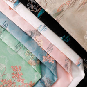 高品質ジャカード織ポリエステル生地、PVCコーティングされた緯糸、女の子と男の子向けの織り刺繍ドレス、バッグ、ホームテキスタイル用 - Product Image 1