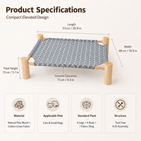 Cama Elevada para Gatos OEM con Marco de Madera, Hamaca para Mascotas, Desmontable, Lavable, Transpirable, Refrescante, Portátil, Plegable, Cama de Camping para Gatos y Perros