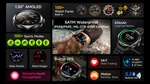 นาฬิกาอัจฉริยะ Ulefone Armor Watch Pro ราคาพิเศษ ขนาด 1.50 นิ้ว แบตเตอรี่ 410mA นาฬิกากีฬากลางแจ้ง ทนทาน กันกระแทก กันน้ำ - Product Image 4