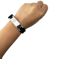 Pulsera de Acero Inoxidable Personalizada para Hombre y Mujer con Cinta de Silicona, Ecológica, Saludable, 4 en 1, Pulsera Energética