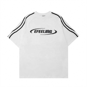 Camiseta bordada Unisex de alta calidad 240 Gsm 100% algodón tejido de punto deportivo con patrón de estampado de manga - Product Image 1
