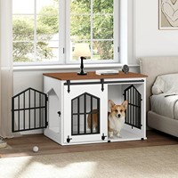 Meuble de cage pour chien moderne pour salon, avec porte coulissante et construction robuste, pour animaux de compagnie de petite, moyenne et grande taille