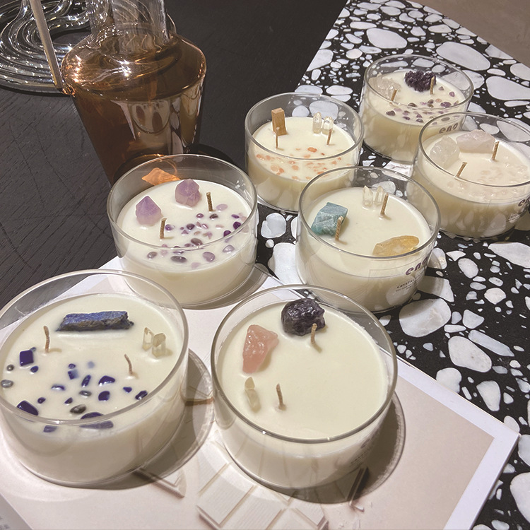 AROMA HOME آرم سفارشی شمع های سنگ کریستال موم سویا با معطر بزرگ 10 اونس 4