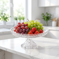 Plateau à fruits rond transparent en verre cristallin personnalisé avec base pour fêtes et événements