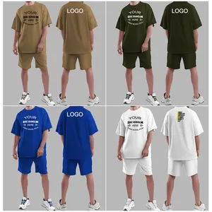 2023 Overs ize Standard USA GRÖSSE 250 Gramm Schwergewicht Drop Shoulder Causal Herren Luxus bekleidung Großhandel T-Shirt Short Sets