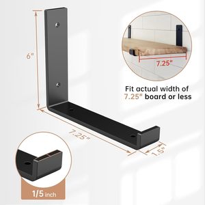 الرفوف المعدنية السوداء J مع شفة رف دعم ريفي صناعي عائم للجدار للرفوف المفتوحة سهلة الاستخدام - Product Image 2
